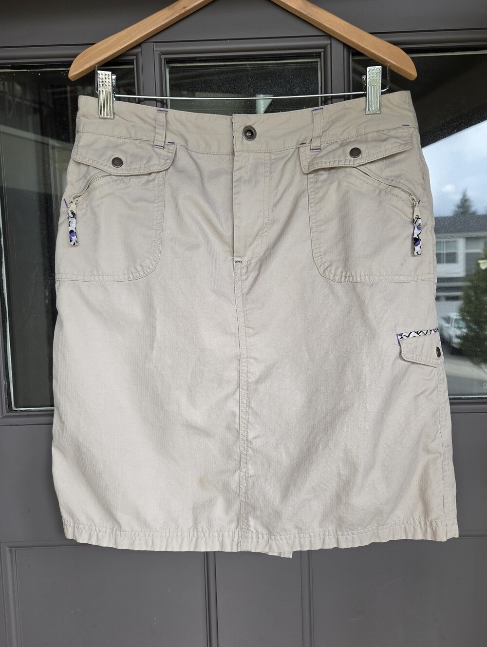 Christopher & Banks Khaki Gorpcore Utility Skirt Pockets Cotton Size 8
